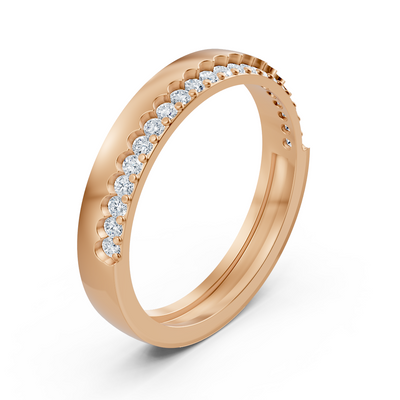 14K rose gold ring with 21 lab diamonds in prong setting