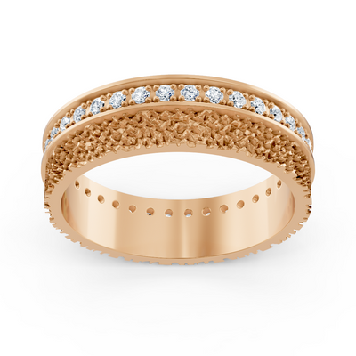 Bague élégante en or rose avec 36 diamants – 1,30 mm, 0,360 carat, or 14 carats