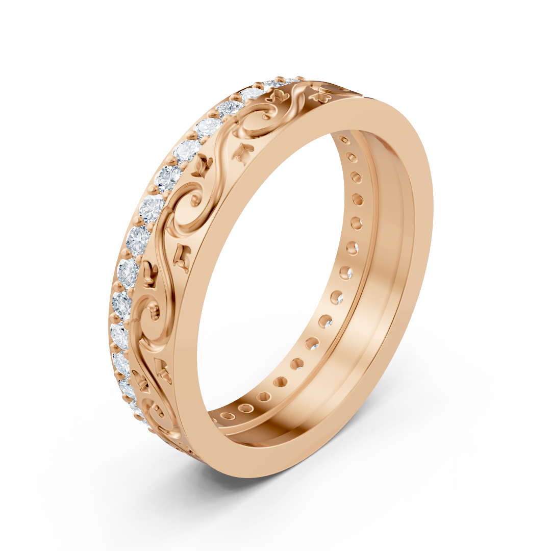 Ornamentierter Roségoldring mit 37 runden Labor-Diamanten - hochwertiger Schmuck von Rosy Lab Diamonds