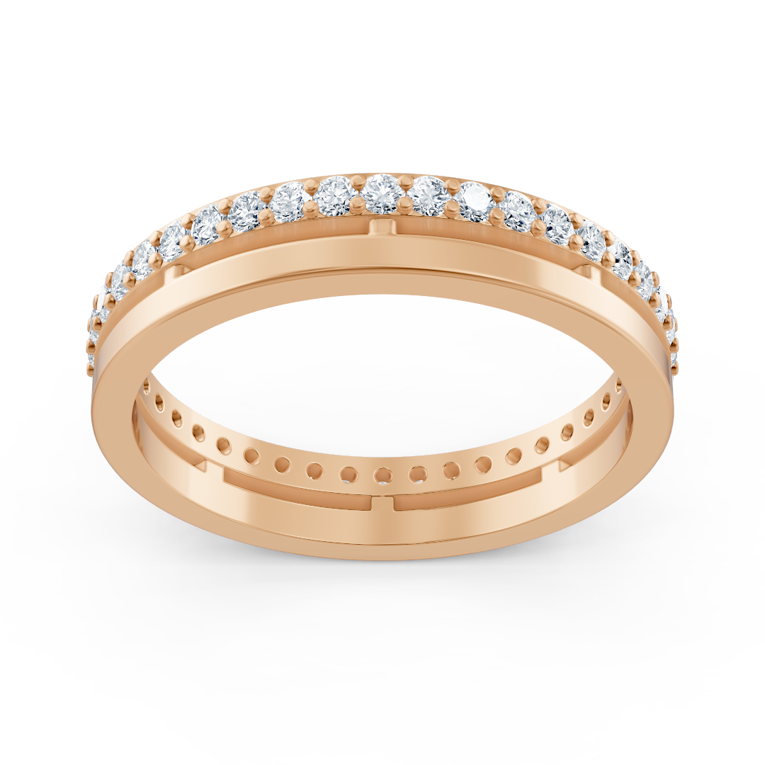 Délicueuse bague en or rose avec 42 diamants de laboratoire en Taille Brillant Rond – des Bijoux haut de gamme de Rosy Lab Diamonds