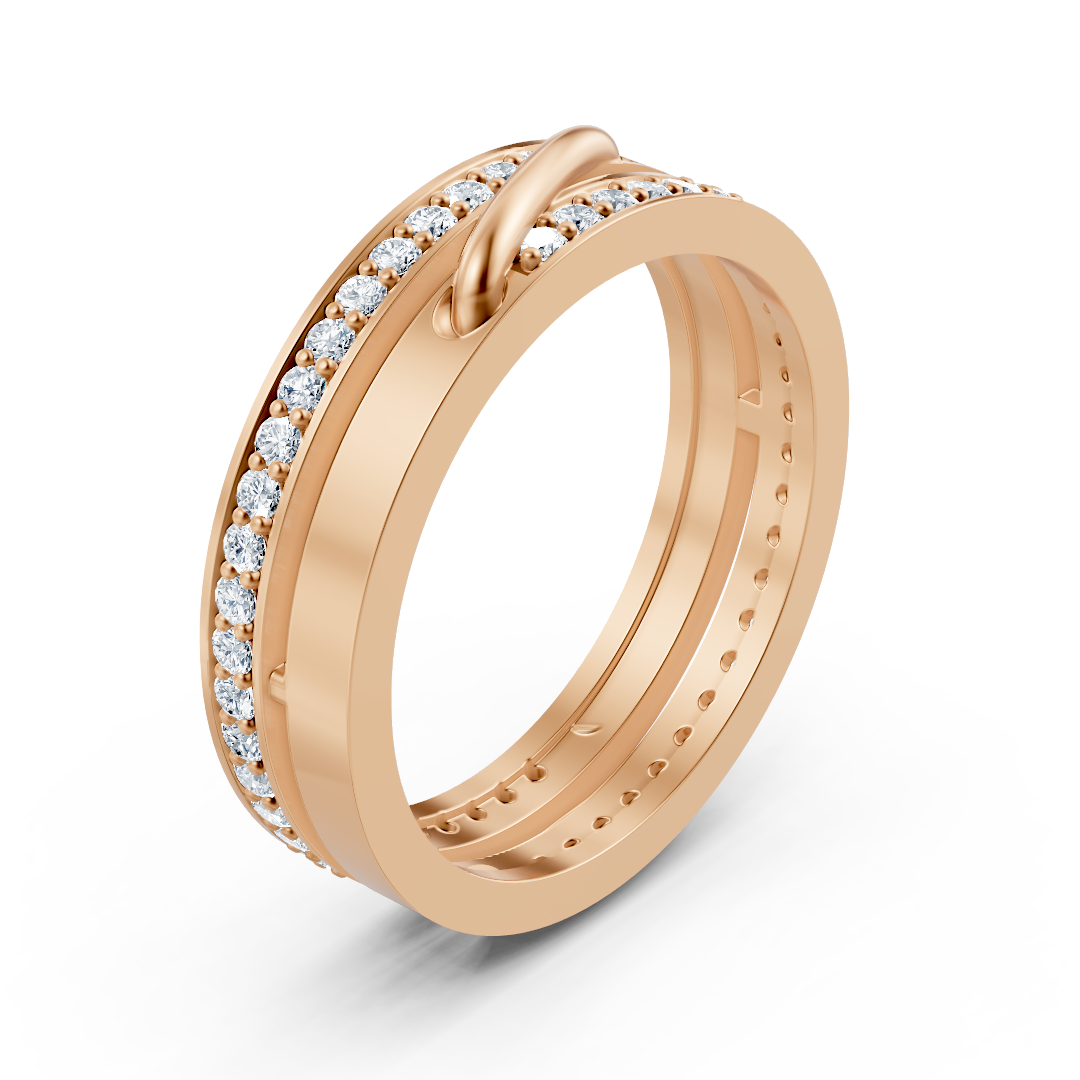 Bague en or rose avec détail de boucles et 52 diamants de laboratoire – Bijoux haut de gamme de Rosy Lab Diamonds