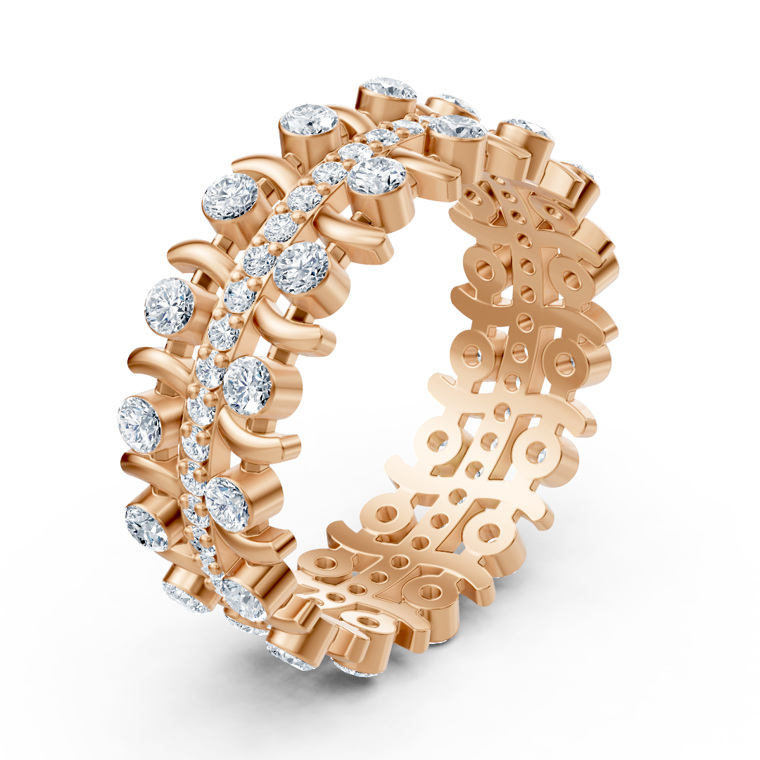 Roségoldring mit Doppelreihe laborgezüchteter Diamanten - hochwertiger Schmuck von Rosy Lab Diamonds