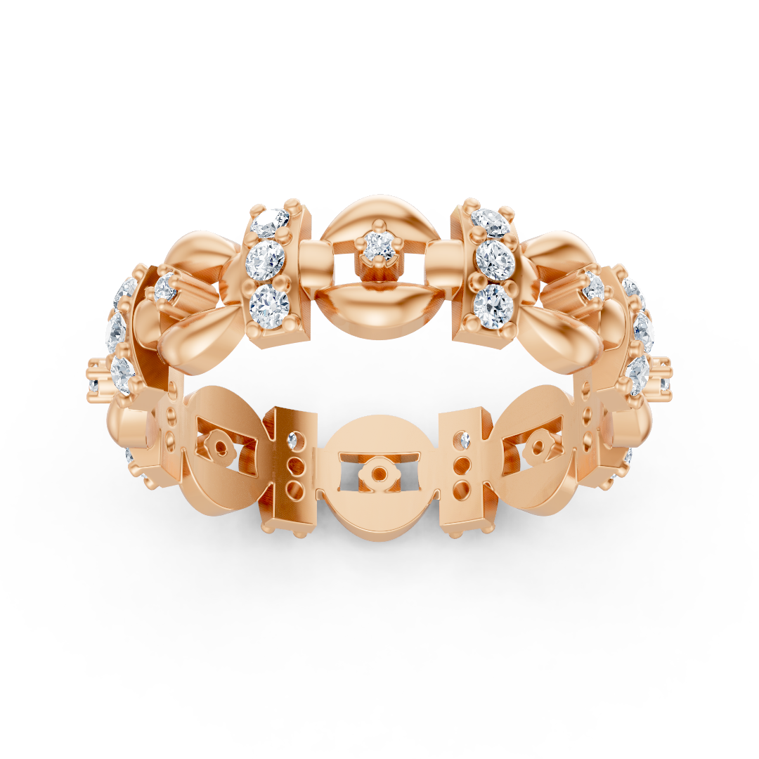 Bague en or rose avec design moderne et diamants cultivés en laboratoire
