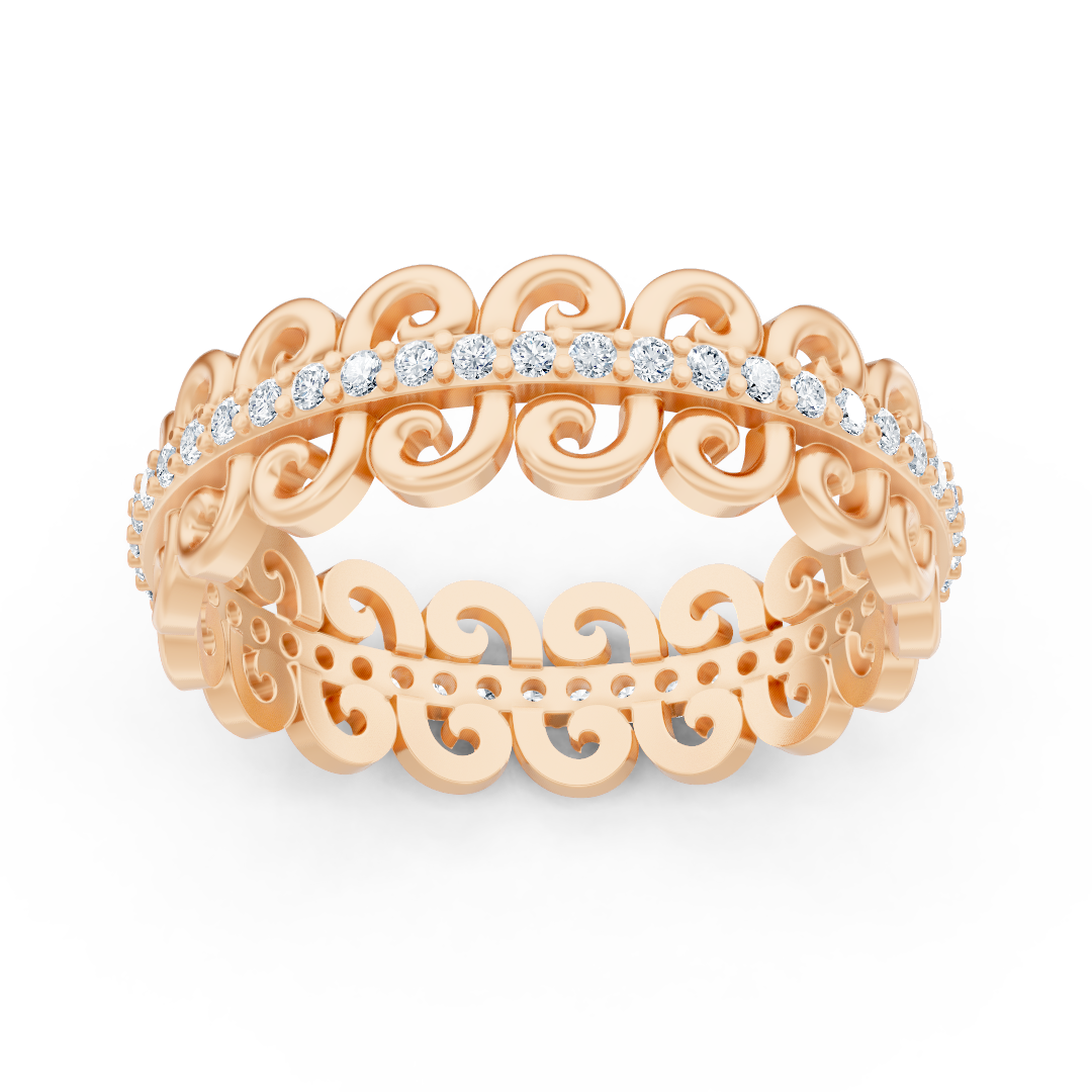 Verschnörkelter Roségoldring mit laborgezüchteten Diamanten - hochwertiger Schmuck von Rosy Lab Diamonds