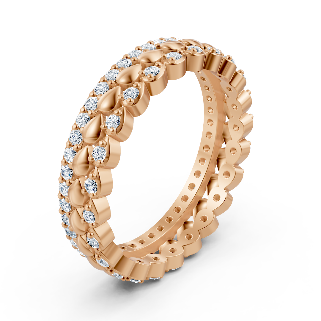 Verspielter Eternity-Ring mit runden Diamanten in Roségold – 0,67 Karat