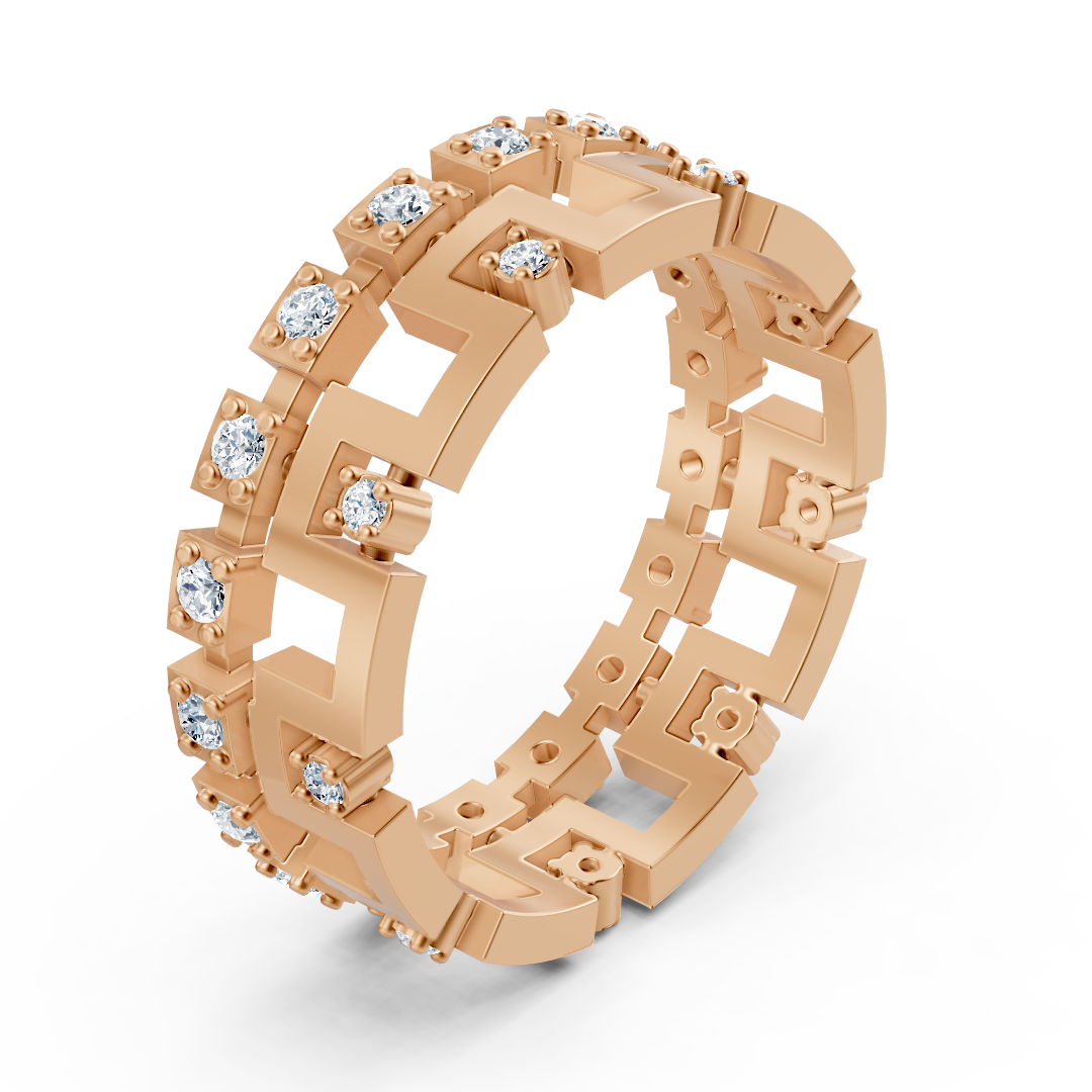 Bague diamant géométrique en or rose – 0,324 carat
