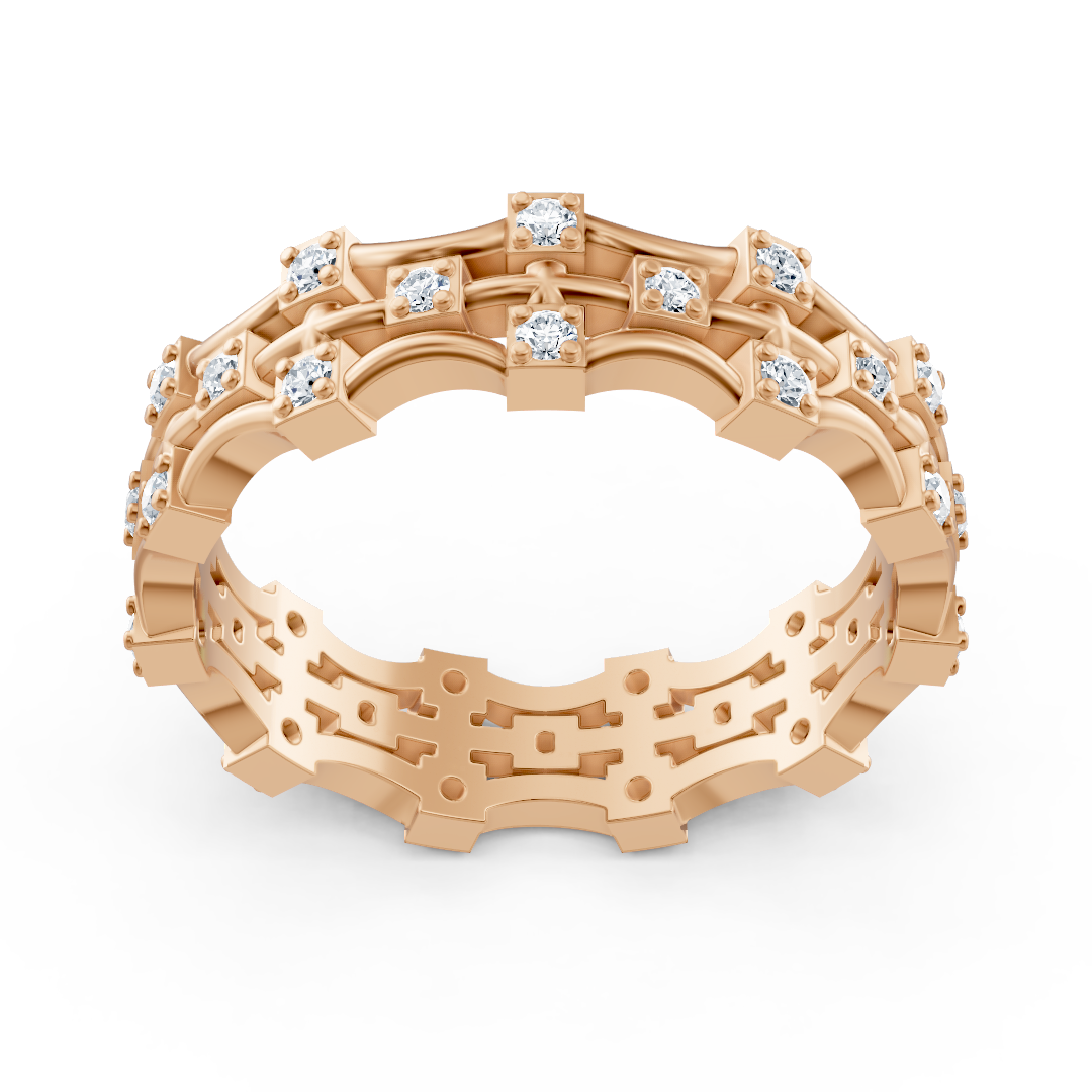 Architectural Diamond Ring in Rose Gold - 0.374 Carats - High-Quality Jewelry by Rosy Lab Diamonds