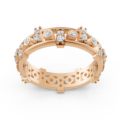 Diamond ring with bezel and prong setting in rose gold – 0.552 carat