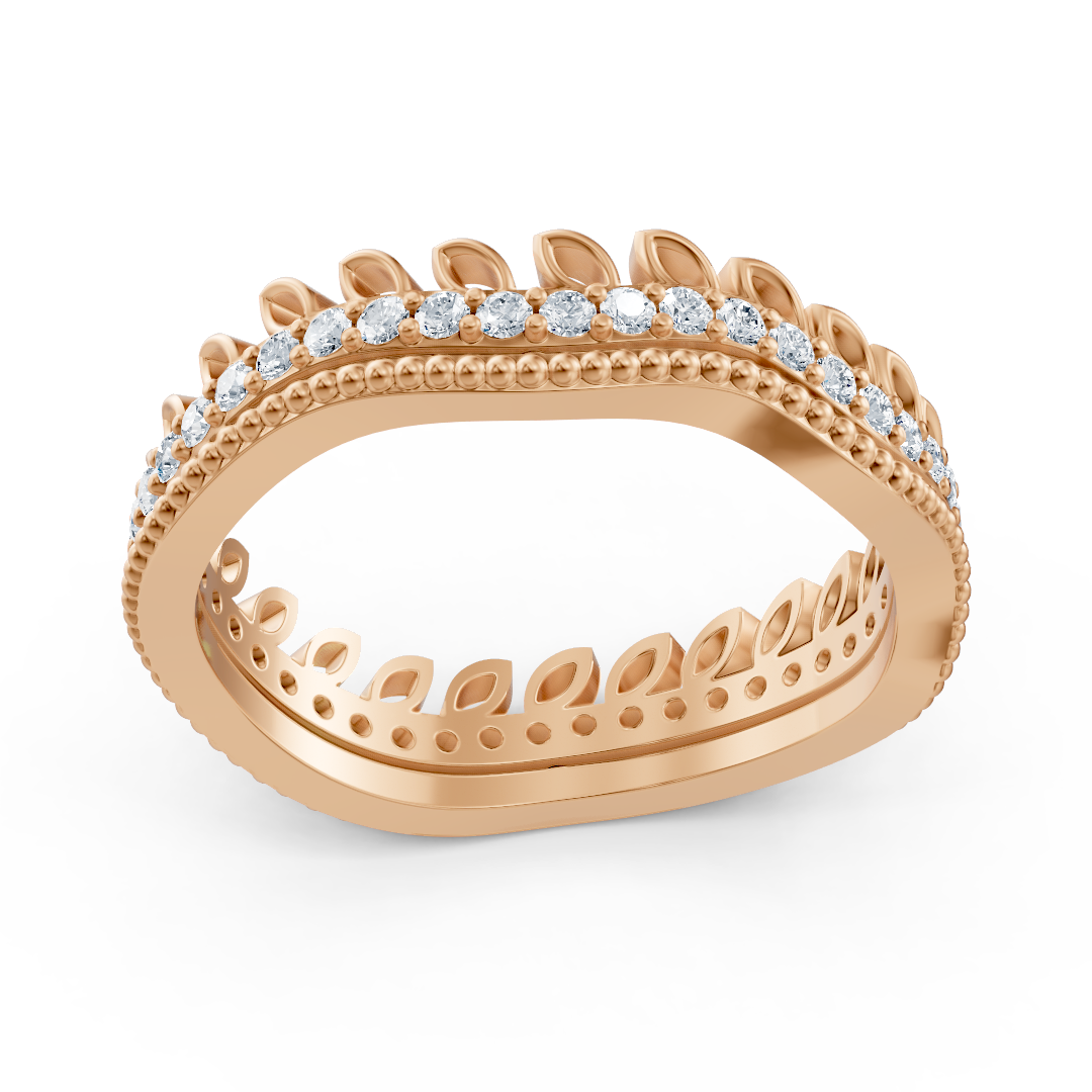 Bague diamant en forme de feuille en or rose – 0,44 carat