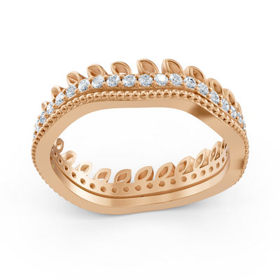 Bague diamant en forme de feuille en or rose – 0,44 carat