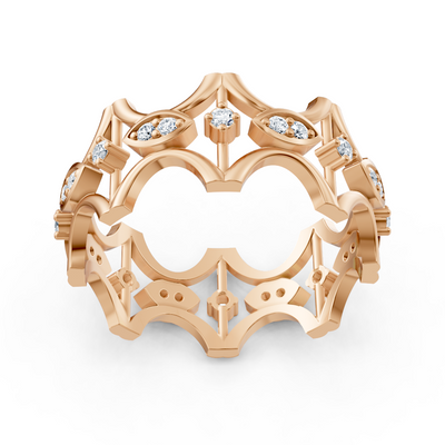 Open diamond ring in rose gold with floral elements – 0.272 carat