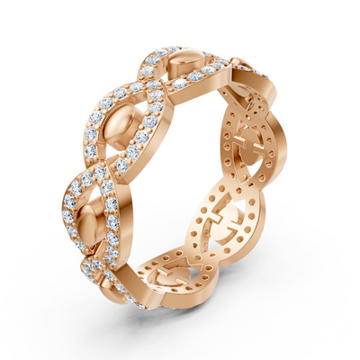 Bague en or rose avec 104 diamants de laboratoire dans un design fantaisiste – 0,624 carat