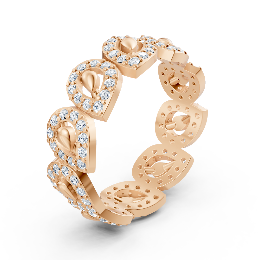 14K Rose Altın ve laboratuvar pırlantalarından gözyaşı şekilli Pırlanta Yüzük - Rosy Lab Diamonds’tan kaliteli Mücevher