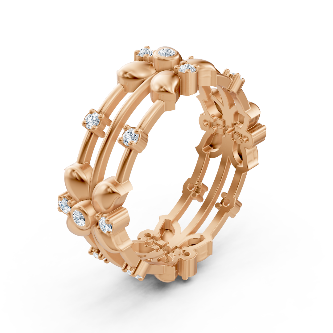 Roségoldener Floraldetail-Ring mit Labordiamanten - hochwertiger Schmuck von Rosy Lab Diamonds