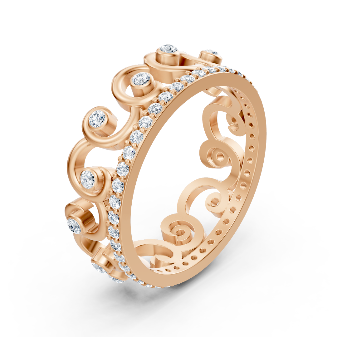 Rose gold ring with lab diamonds and playful ornament structure