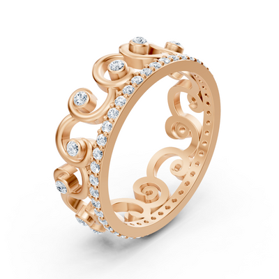 Rose gold ring with lab diamonds and playful ornament structure