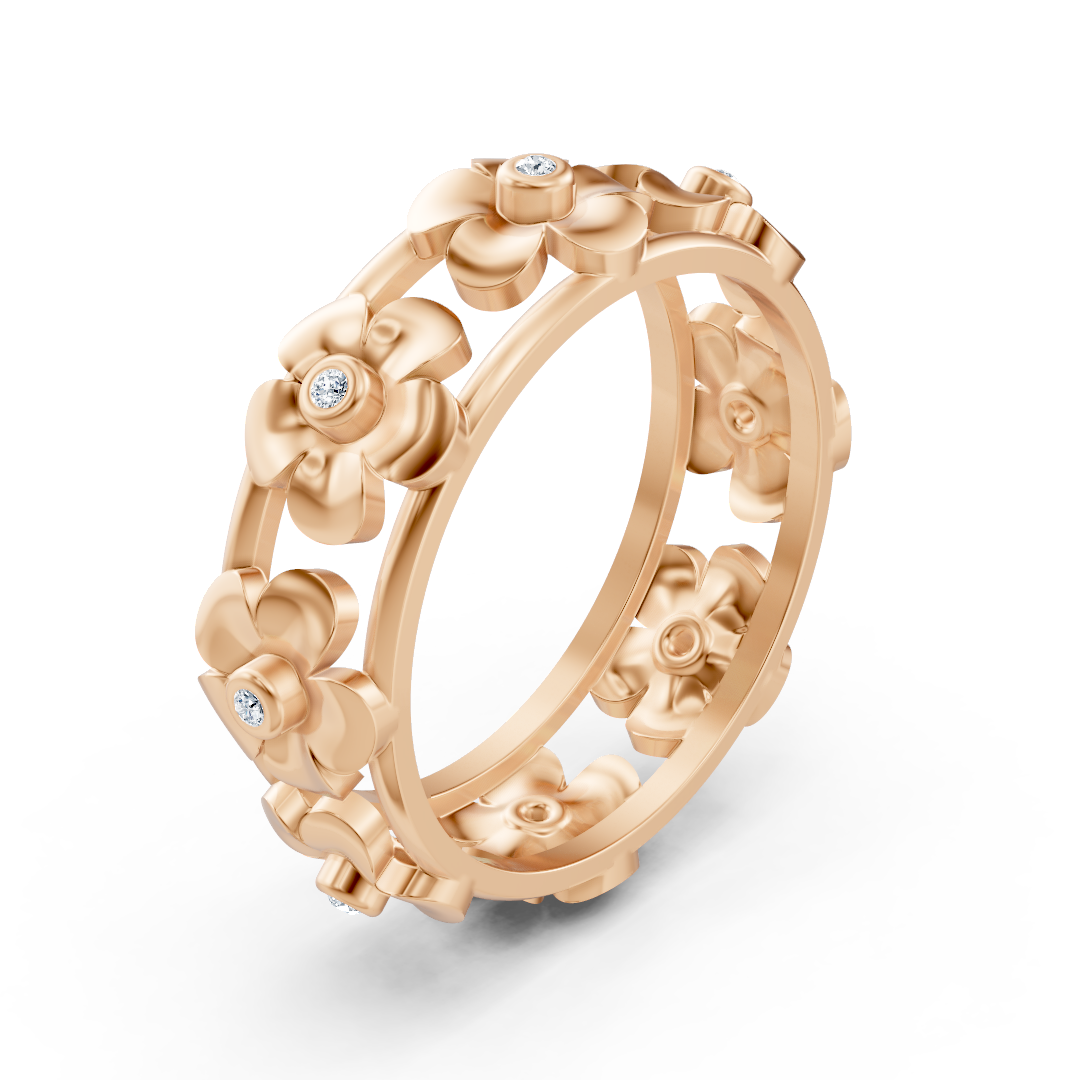 Rose gold ring with floral details and lab-grown diamonds - high-quality Jewelry from Rosy Lab Diamonds