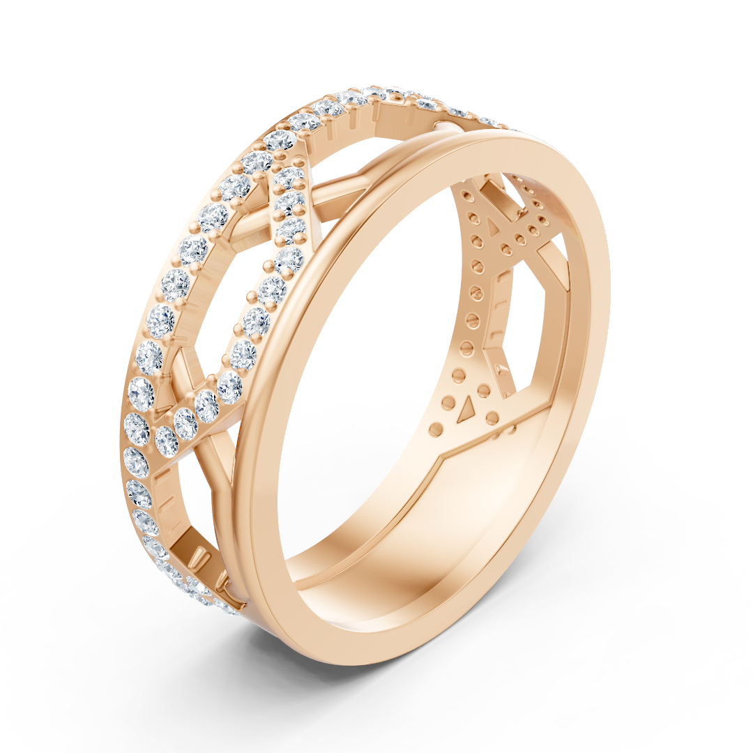 Rose gold statement ring with lab diamonds