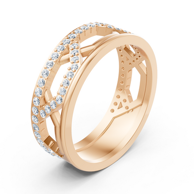 Rose gold statement ring with lab diamonds