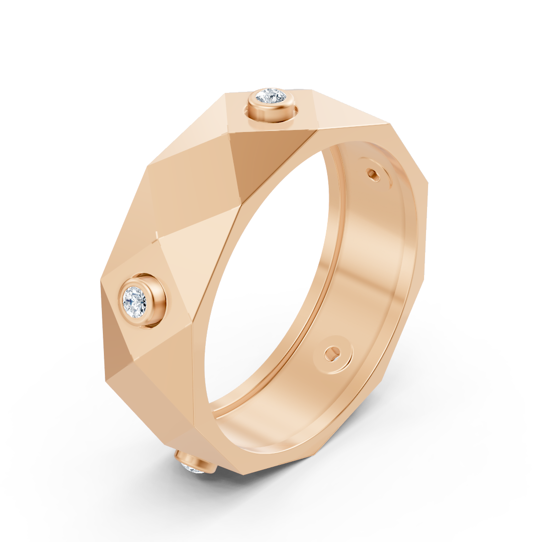 Facettierter Roségoldring mit Labordiamanten - hochwertiger Schmuck von Rosy Lab Diamonds