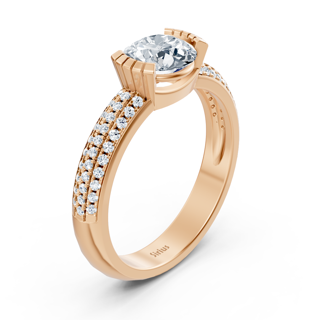 Rose gold ring with channel setting and modern lab diamond design