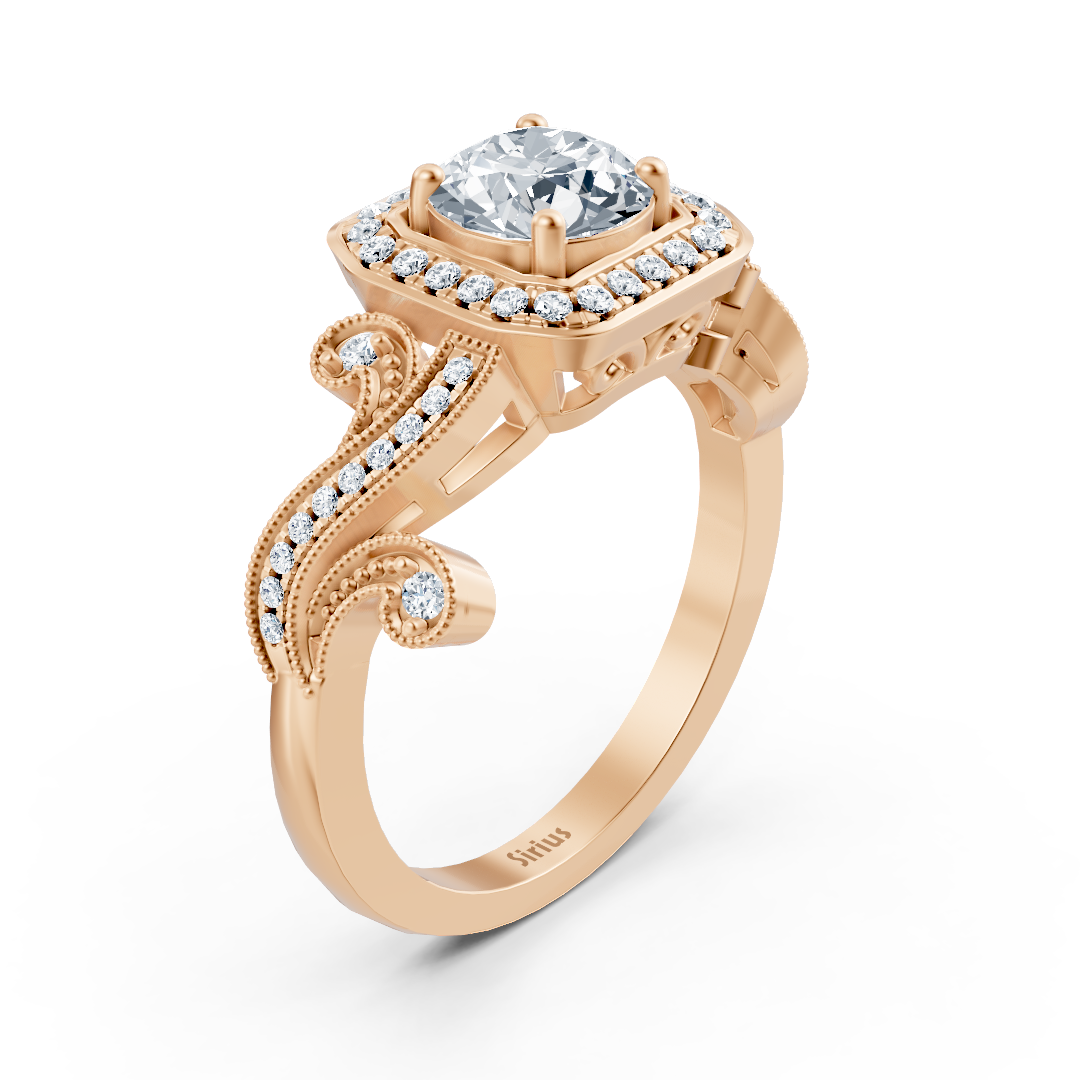 Roségold-Diamantring im Barockstil mit Pavé-Fassung – 14K Verlobungsring