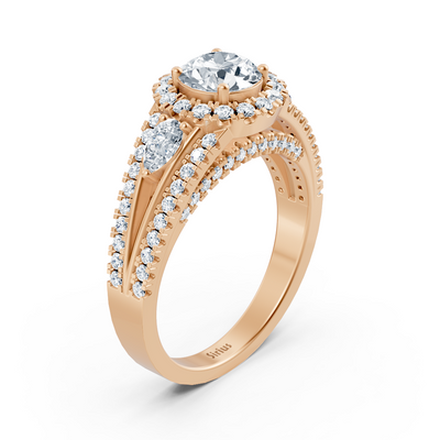Rose gold ring with white topaz & lab-grown diamonds – triple set