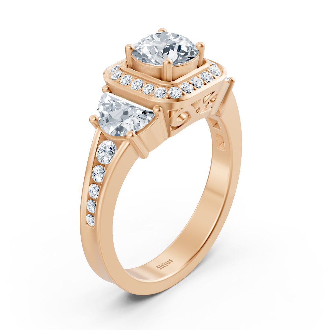 Élégante bague en or rose avec diamants - Bijoux haut de gamme de Rosy Lab Diamonds