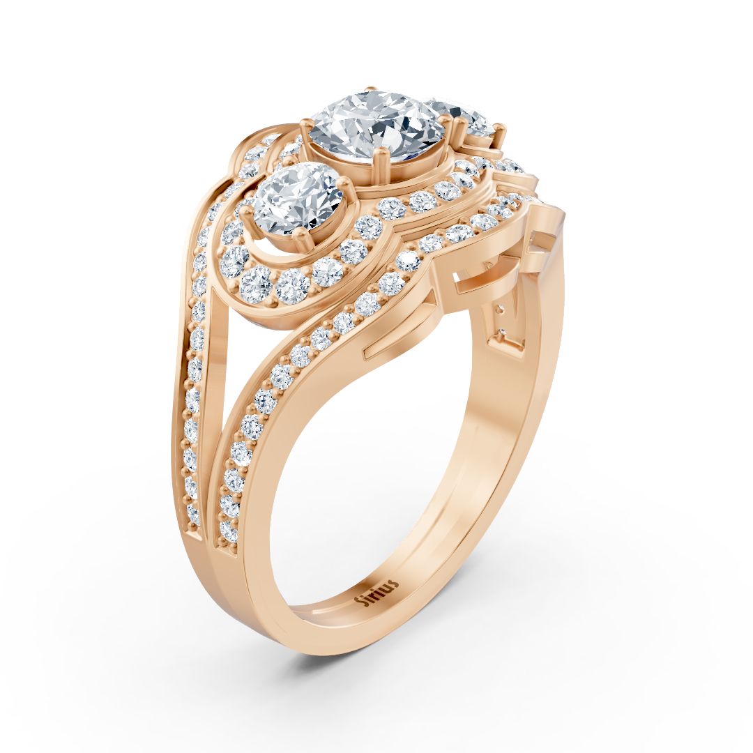 Majestueuse bague en or rose sertie de diamants brillants – Bijoux haut de gamme de Rosy Lab Diamonds