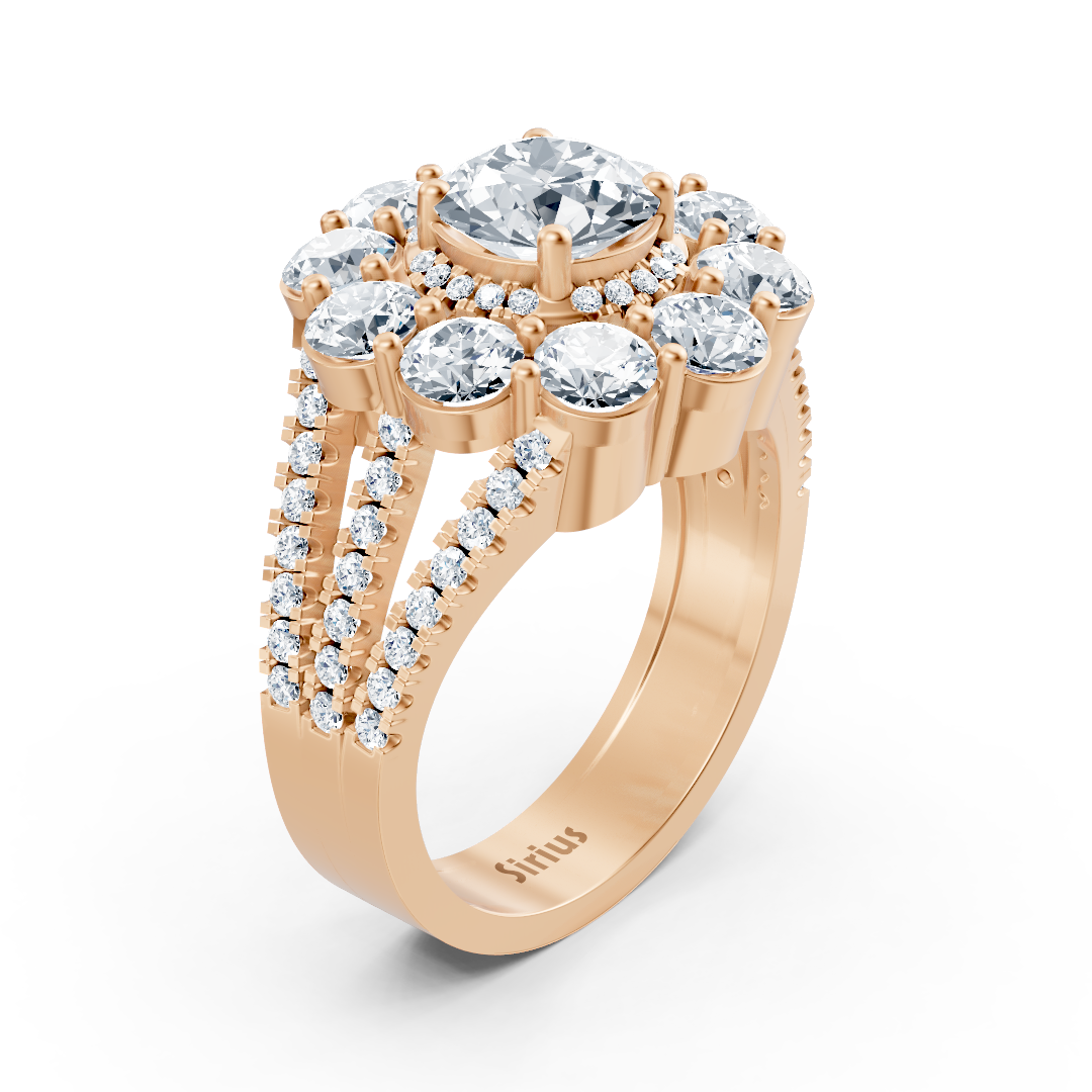 Rose Gold flower ring with white topaz and diamonds – high-quality Jewelry by Rosy Lab Diamonds
