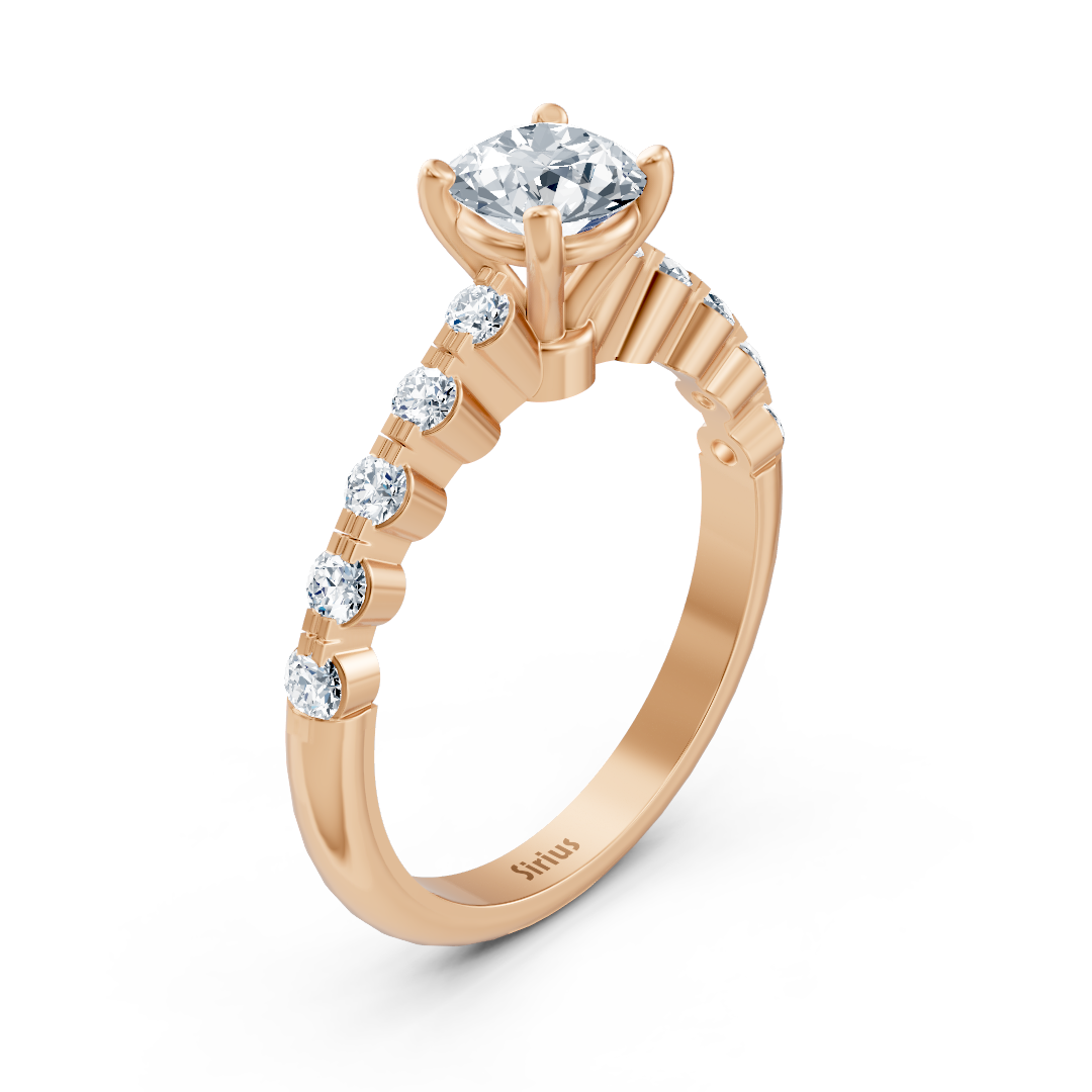 خاتم من الذهب الوردي مع ألماس مختبري متدرّج وماسة سوليتير - مجوهرات فاخرة من Rosy Lab Diamonds