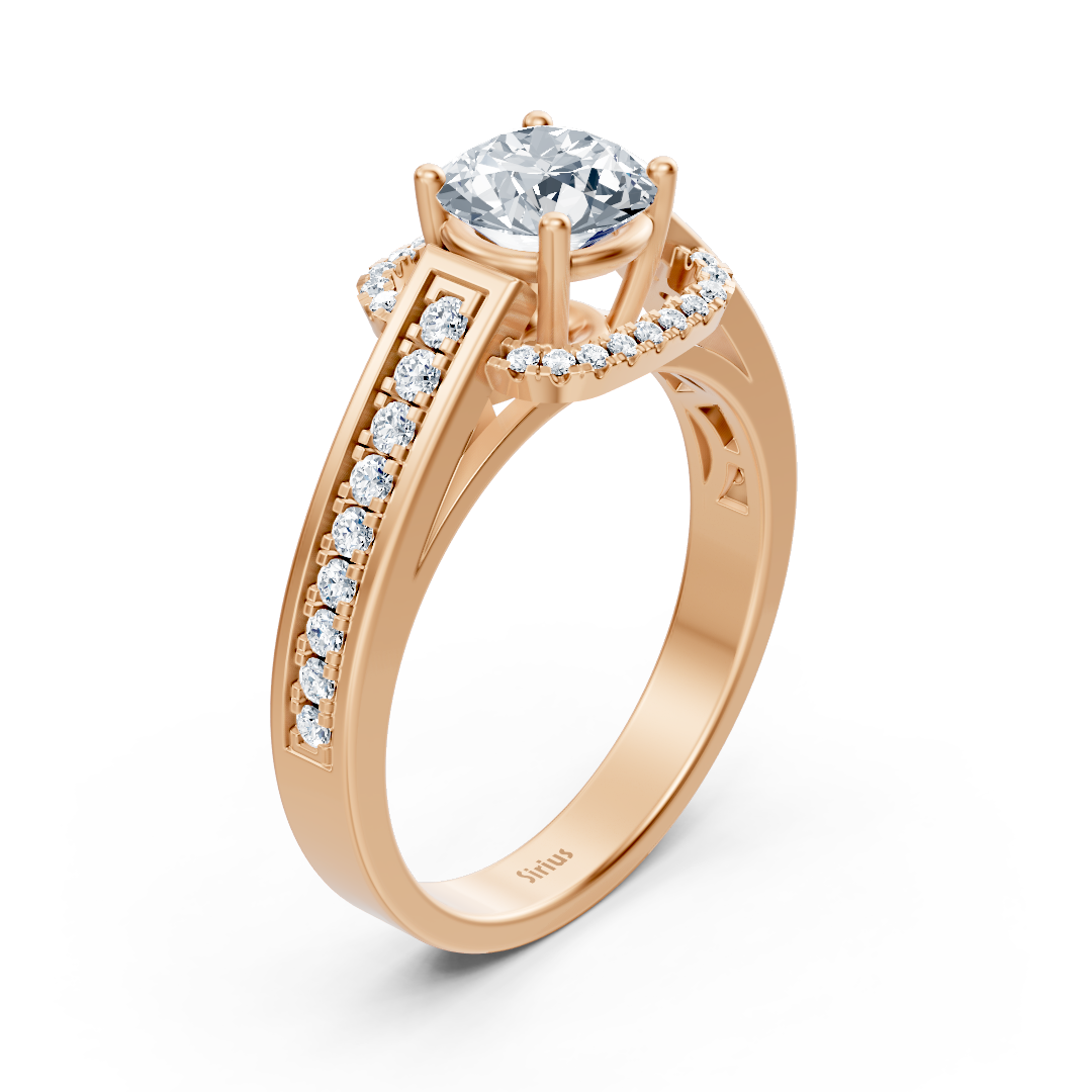 خاتم من ذهب وردي مع توباز أبيض وألماسات مختبرية رقيقة - مجوهرات فاخرة من Rosy Lab Diamonds