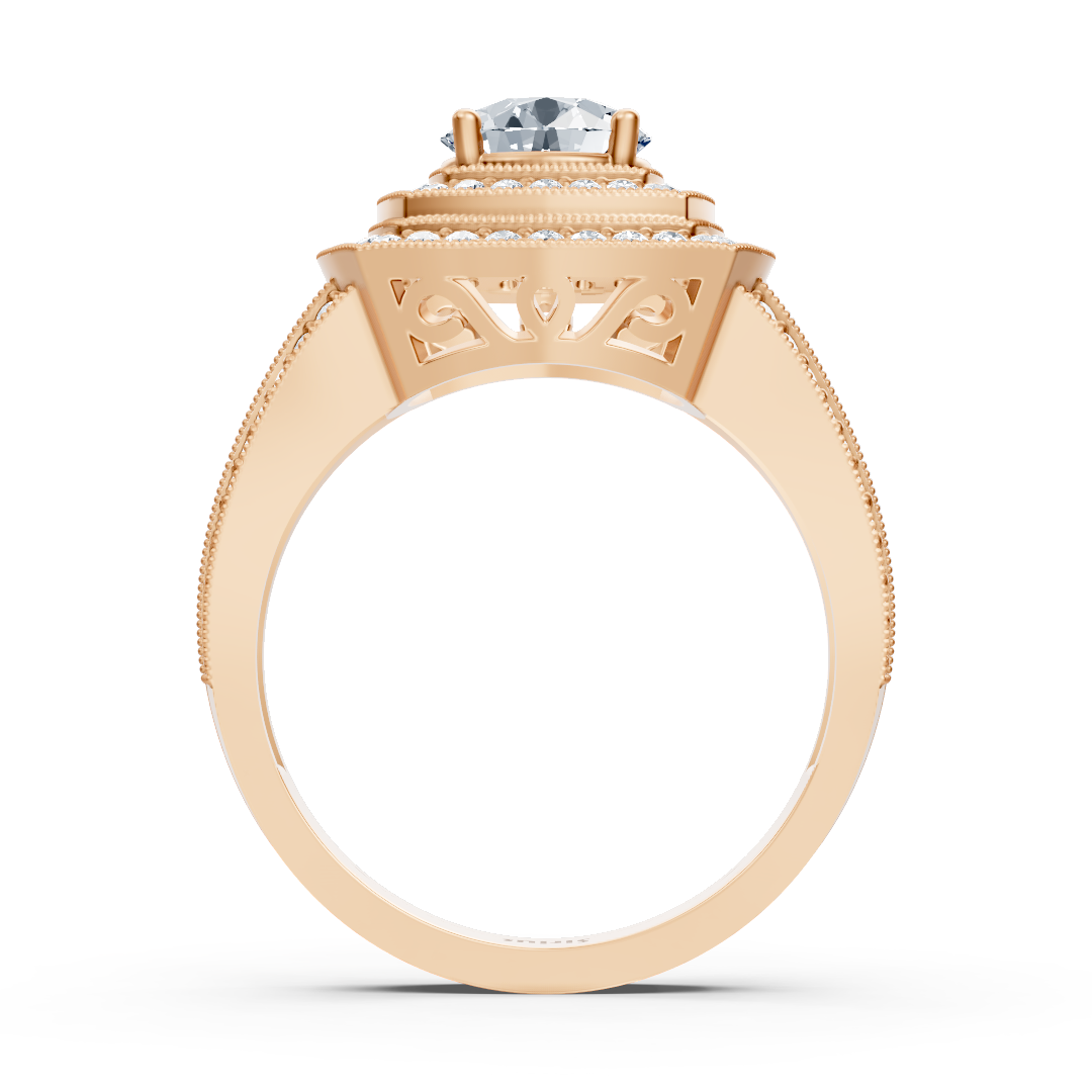 Rose Gold halo ring with white topaz and lab-grown diamonds – high-quality Jewelry by Rosy Lab Diamonds