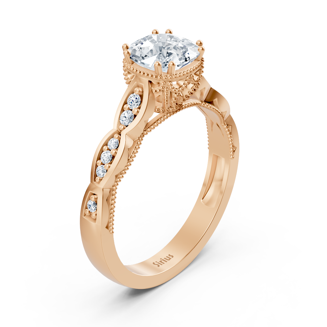 Romantic rose gold ring with cushion white topaz 