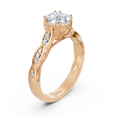 Romantic rose gold ring with cushion white topaz 