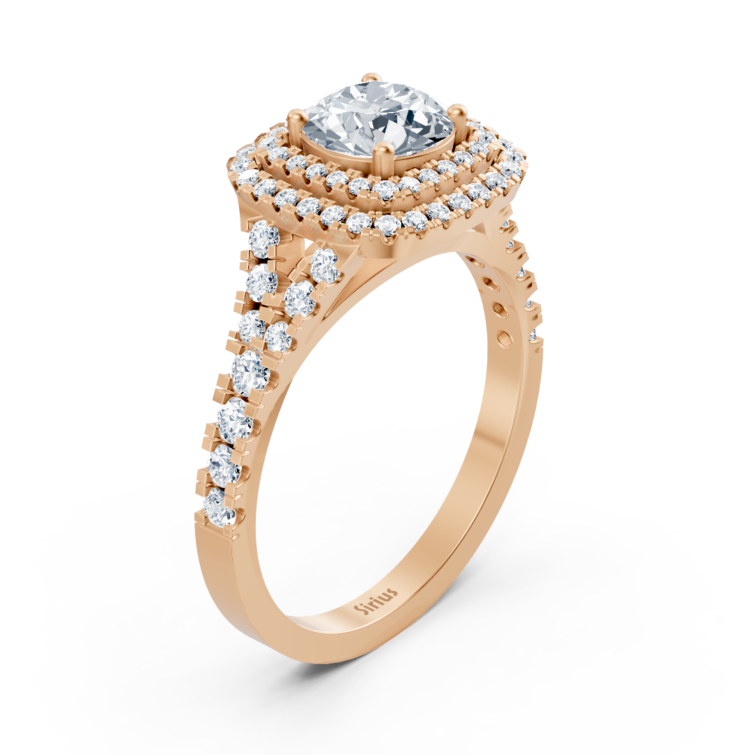 Bague en Or Rose à double halo avec topaze blanche de 1 ct – Bijoux haut de gamme de Rosy Lab Diamonds