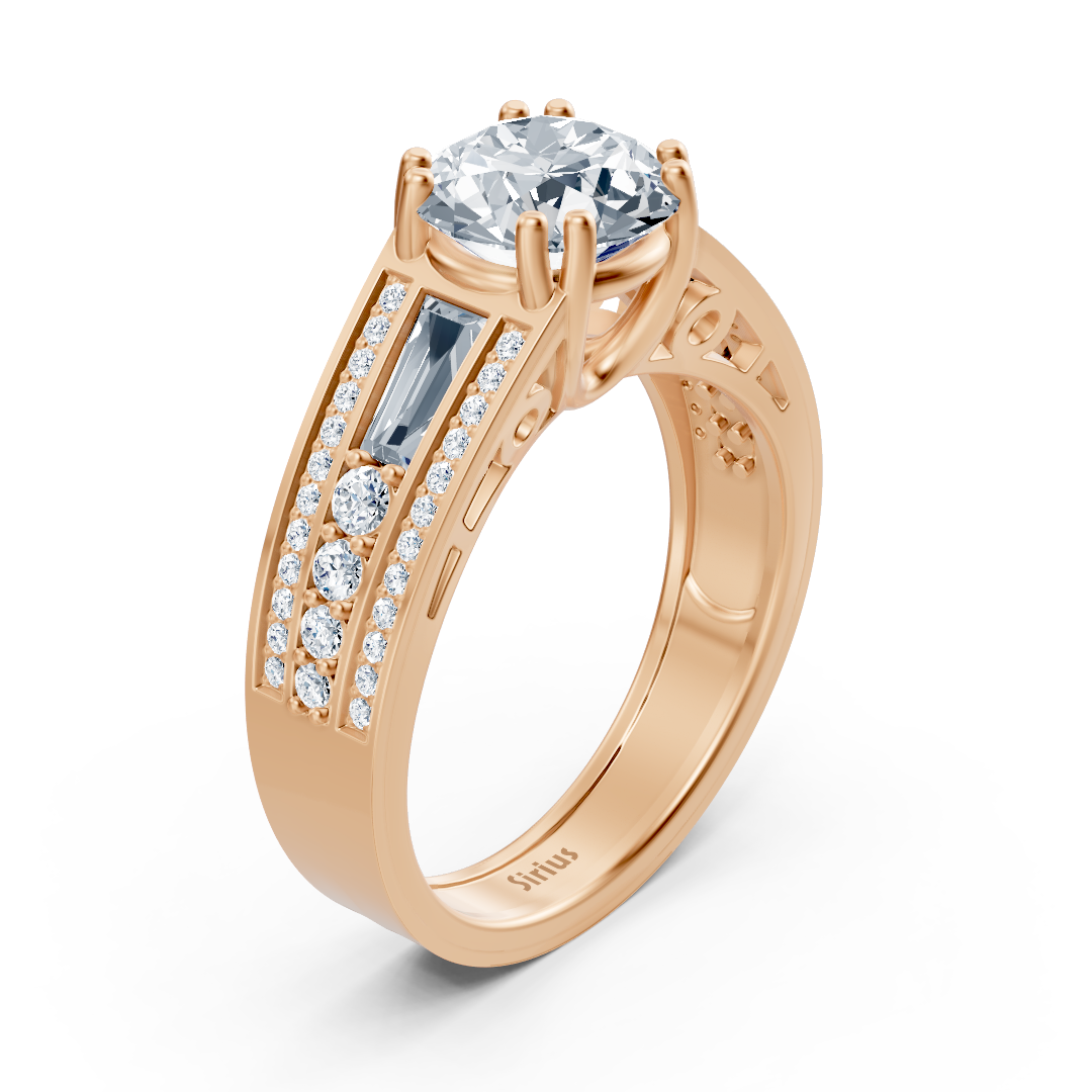 Baguette topaz ve 2,50 ct laboratuvar pırlantalı Rose Altın yüzük - Rosy Lab Diamonds’tan yüksek kaliteli Mücevher