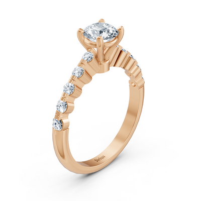 Halbe Eternity & Solitaire Bague Diamant Or Rose
