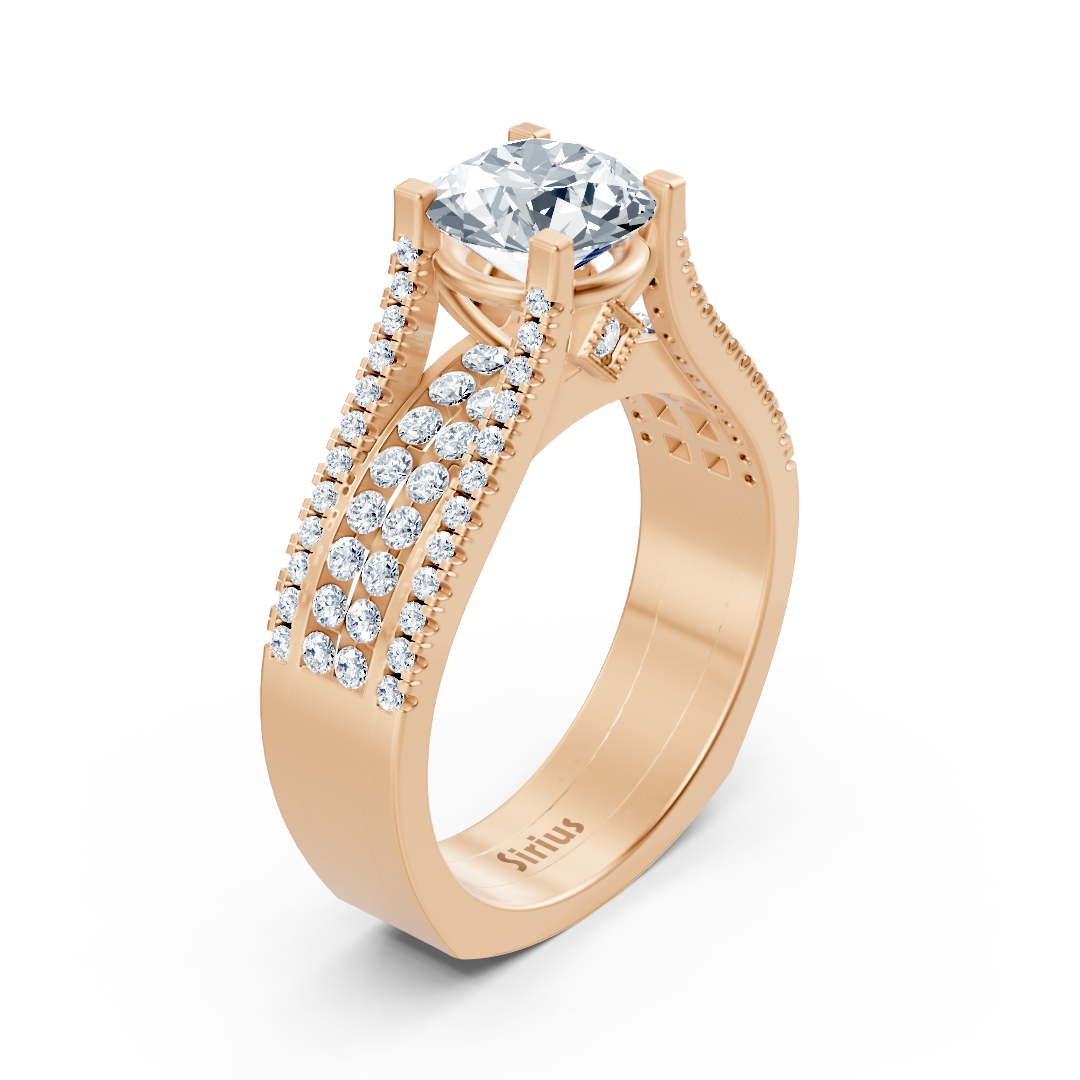 Pırlantalı lüks Topaz yüzük - Rose Altın - Rosy Lab Diamonds'tan yüksek kaliteli Mücevher