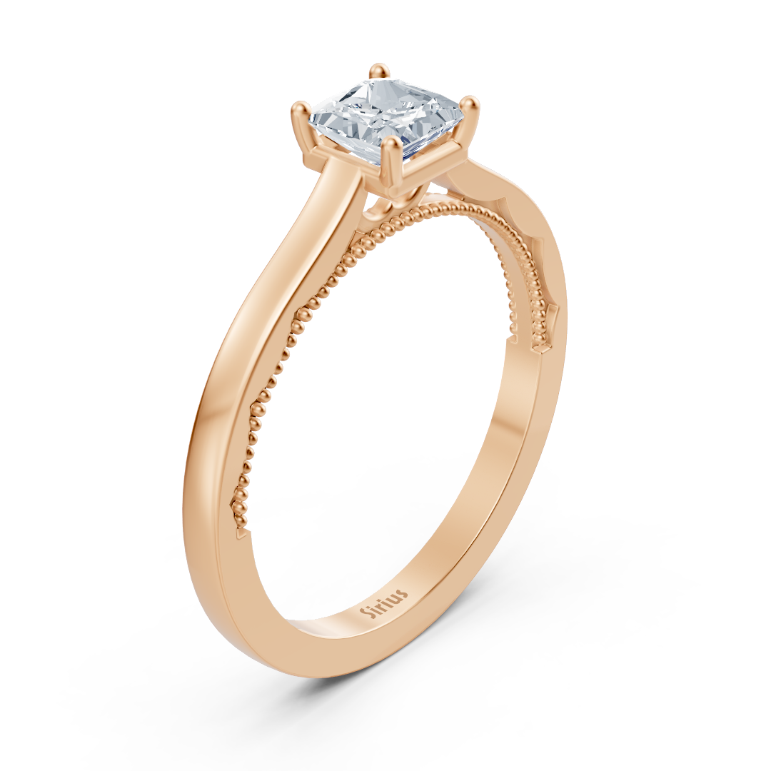 Bague solitaire diamant or rose