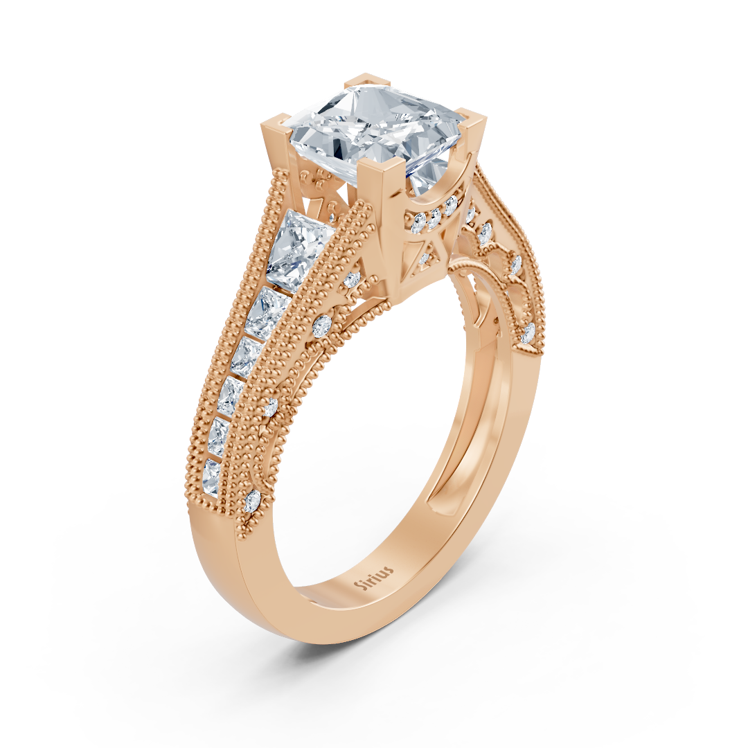 Roségoldring mit quadratischen & runden labordiamanten - hochwertiger Schmuck von Rosy Lab Diamonds