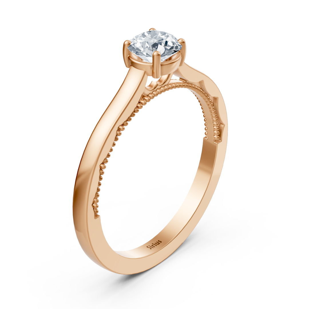 Elegant solitaire ring made of rose gold with 5 mm lab diamond
