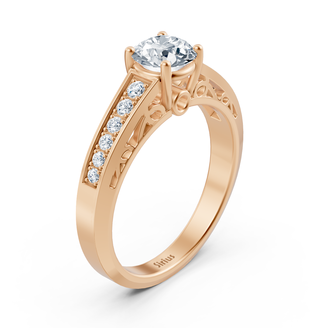 Bague en diamant Birgie Or Rose, sertie rail, à Taille Brillant Rond – Bijoux haut de gamme de Rosy Lab Diamonds