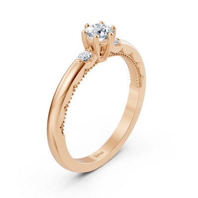 Rose gold engagement ring with triple-set lab diamonds