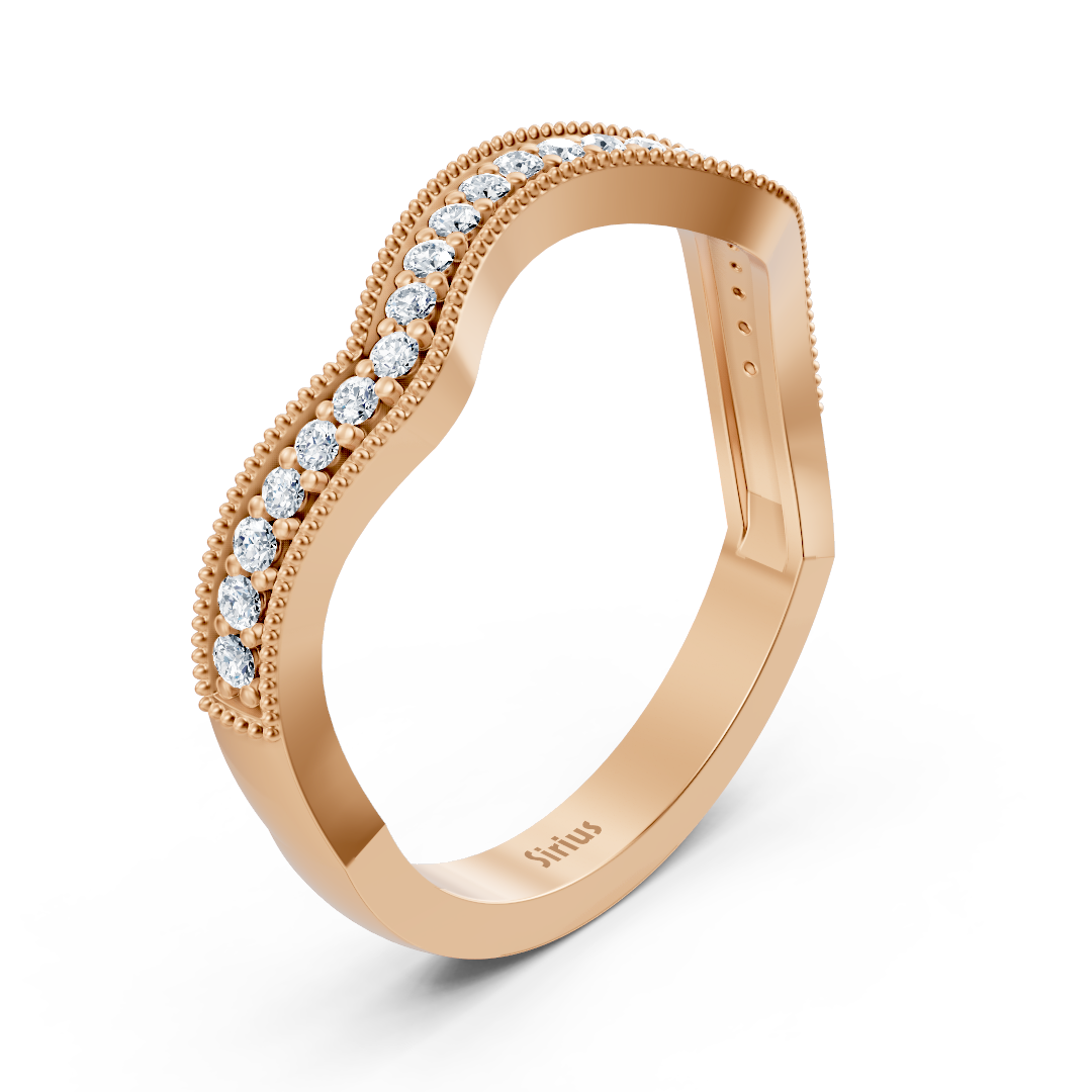 خاتم من الذهب الوردي مرصّع بالألماس المصنع في المختبر بتصميم مموج - مجوهرات فاخرة من Rosy Lab Diamonds