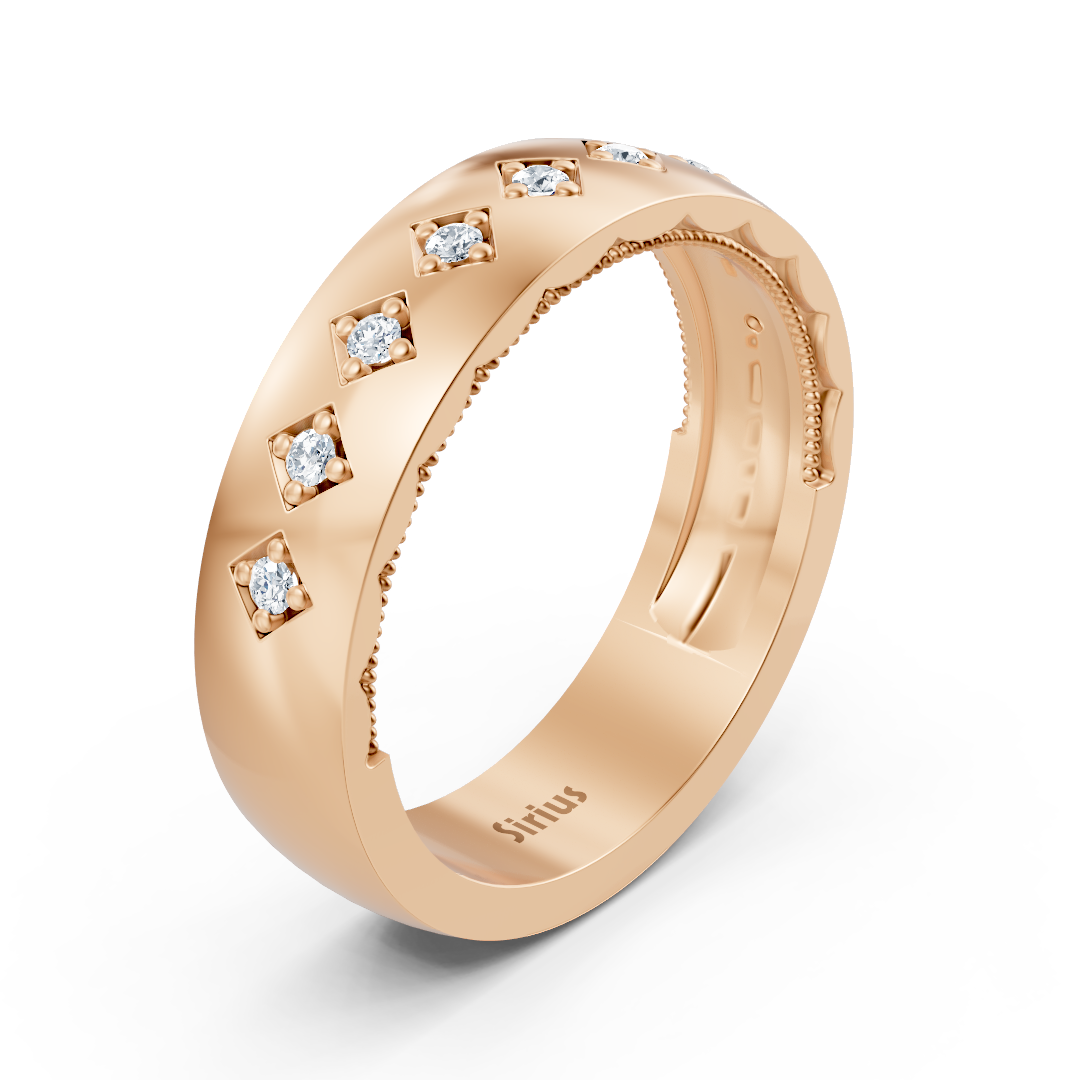 Kare pırlanta montürlü ve laboratuvar üretimi pırlantalı pembe altın yüzük - Rosy Lab Diamonds’tan yüksek kaliteli Mücevher