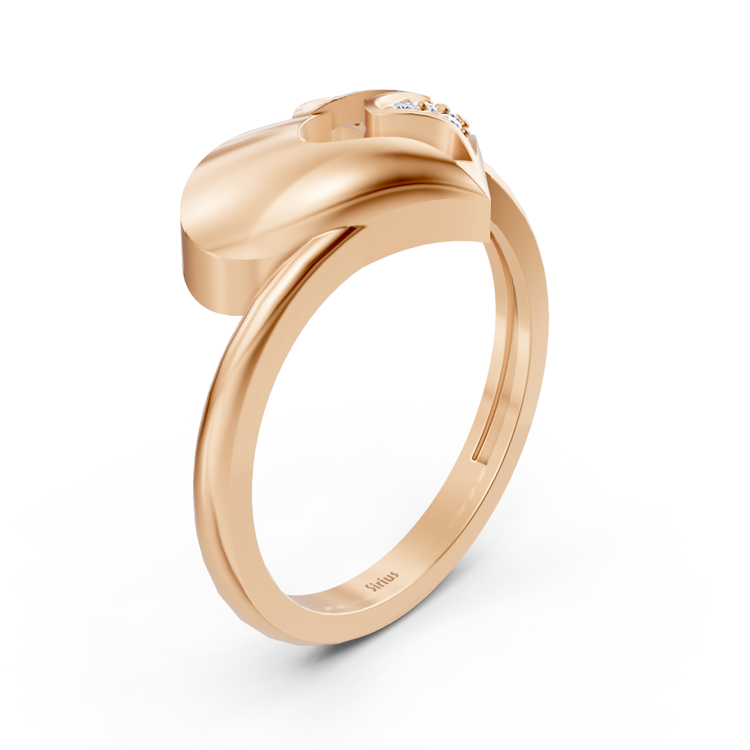 Rose gold heart ring with artistic design and lab diamonds
