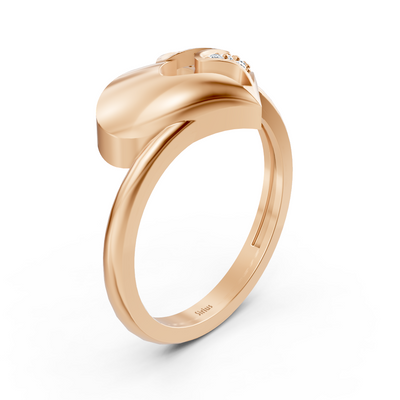 Rose gold heart ring with artistic design and lab diamonds