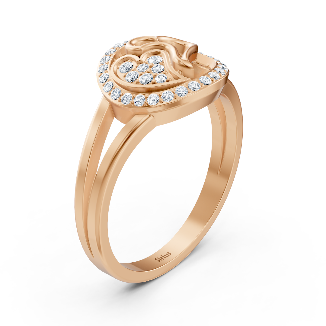 خاتم من الذهب الوردي على شكل قلب مرصّع بألماس مختبري متلألئ - مجوهرات فاخرة من Rosy Lab Diamonds