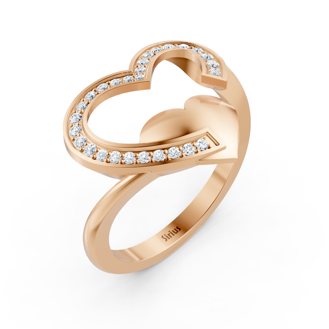 Offener Herz-Diamantring aus 14K Roségold - hochwertiger Schmuck von Rosy Lab Diamonds